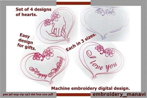 Reviewing Set of 4 Hearts for Embroidery Projects